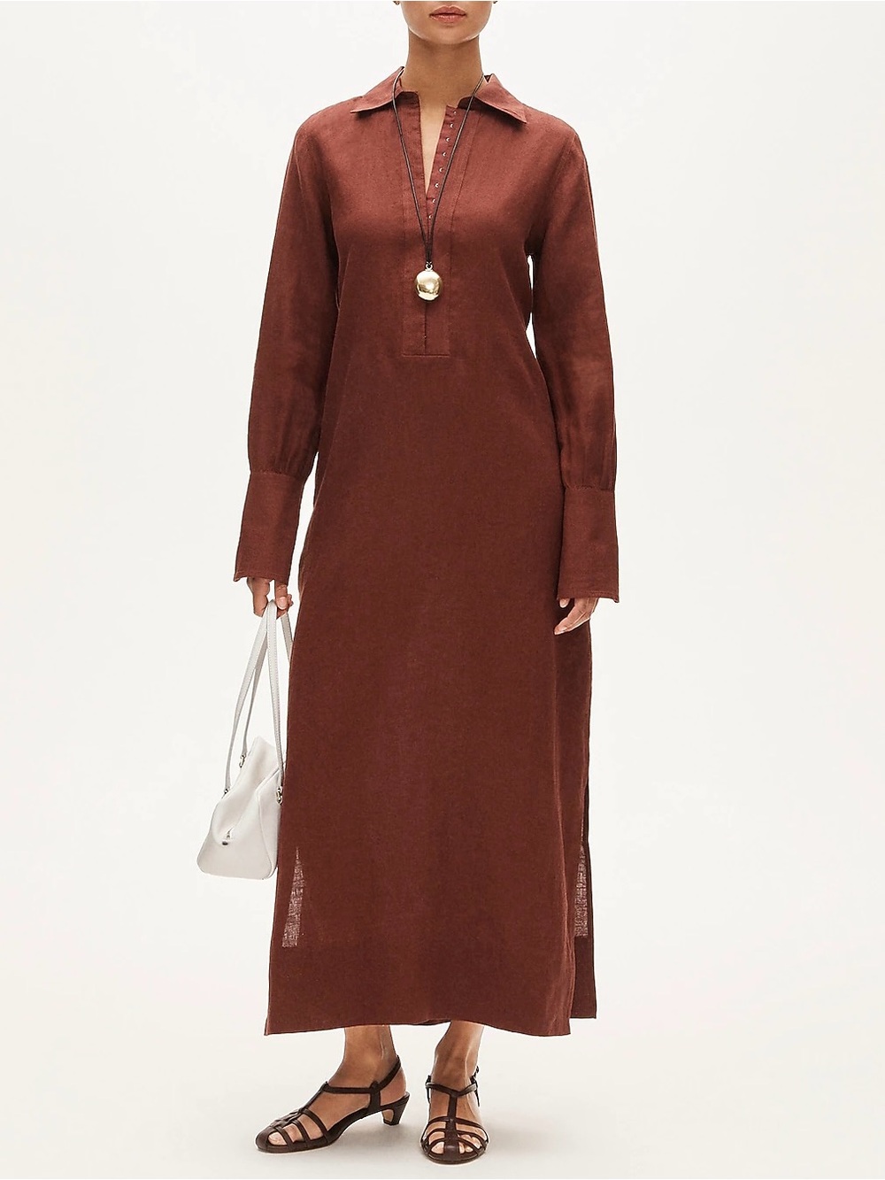 J.Crew NWT J.Crew Tunic dress in linen Pockets S Small Midi Fresh Cacao Brown